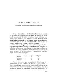 Guturalismos ahínicos. VII de los ensayos de síntesis etimológicas / José M.ª Aguado | Biblioteca Virtual Miguel de Cervantes