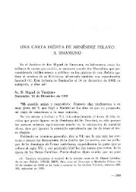 Una carta inédita de Menéndez Pelayo a Unamuno / Manuel García Blanco | Biblioteca Virtual Miguel de Cervantes