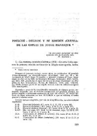 Foulché-Delbosc y su edición crítica de las Coplas de Jorge Manrique / Francisco Caravaca | Biblioteca Virtual Miguel de Cervantes