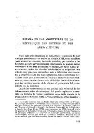 España en las "Nouvelles de la république des lettres et des arts" (1777-1788) / Françoise Etienvre | Biblioteca Virtual Miguel de Cervantes