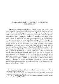 Juan Agraz: poeta elegíaco y amoroso del siglo XV / Nancy F. Marino | Biblioteca Virtual Miguel de Cervantes