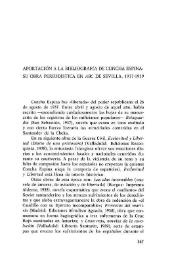 Aportación a la bibliografía de Concha Espina: su obra periodística en "ABC" de Sevilla: 1937-1939 / Brian John Dendle | Biblioteca Virtual Miguel de Cervantes