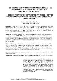 El debate constituyente sobre el Título I de la Constitución española de 1978, o la Constitución "cenada"  / Esther González Hernández | Biblioteca Virtual Miguel de Cervantes