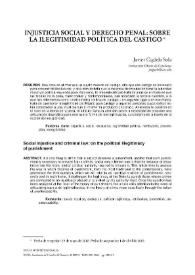 Injusticia social y derecho penal: sobre la ilegitimidad política del castigo / Javier Cigüela Sola | Biblioteca Virtual Miguel de Cervantes