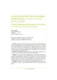 La lectura política de la comedia calderoniana: el caso de "Amor, honor y poder" / Javier Rubiera Fernández | Biblioteca Virtual Miguel de Cervantes