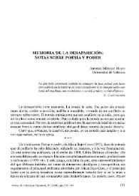 Memoria de la desaparición: notas sobre poesía y poder / Antonio Méndez Rubio | Biblioteca Virtual Miguel de Cervantes