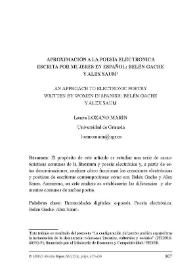 Aproximación a la poesía electrónica escrita por mujeres en español: Belén Gache y Álex Saum / Laura Lozano Marín | Biblioteca Virtual Miguel de Cervantes