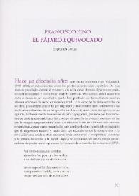 Francisco Pino. El pájaro equivocado / Esperanza Ortega | Biblioteca Virtual Miguel de Cervantes