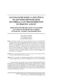 Algunes dades sobre la influència de les proses mitològiques de Corella a les "Transformacions" de Francesc Alegre / Gemma Pellissa Prades | Biblioteca Virtual Miguel de Cervantes