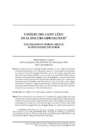 L’anàlisi del canvi lèxic en el discurs especialitzat / Mercè Lorente Casafont | Biblioteca Virtual Miguel de Cervantes
