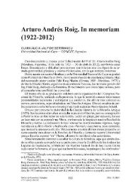 Arturo Andrés Roig. In memoriam (1922-2012) / Clara Alicia Jalif de Bertranou | Biblioteca Virtual Miguel de Cervantes