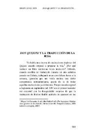 Don Quijote y la traducción de la risa / John Rutherford | Biblioteca Virtual Miguel de Cervantes