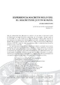 Experiencia Macbeth siglo XXI. El "Macbeth" de Justin Kurzel / Flora Savastano | Biblioteca Virtual Miguel de Cervantes