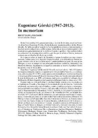 Eugeniusz Górski (1947-2013). In memoriam / Mieczyslaw Jaglowski | Biblioteca Virtual Miguel de Cervantes