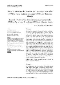 Hacia la "poética del límite" : De "Las cartas marcadas" (1995) a "No se trata de un juego" (1998) de Eduardo García / Ana Rodríguez Callealta | Biblioteca Virtual Miguel de Cervantes