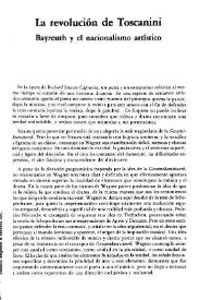 La revolución de Toscanini. Bayreuth y el nacionalismo estético / M. Fernando Varela Iglesias | Biblioteca Virtual Miguel de Cervantes