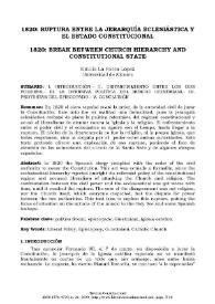 1820: ruptura entre la jerarquía eclesiástica y el Estado constitucional / Emilio La Parra López | Biblioteca Virtual Miguel de Cervantes