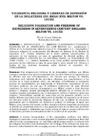 Tolerancia religiosa y libertad de expresión en la Inglaterra del siglo XVII: Milton vs. Locke / María Nieves Saldaña Díaz | Biblioteca Virtual Miguel de Cervantes