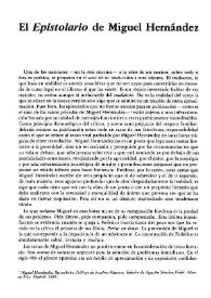 El "Epistolario" de Miguel Hernández / José Gerardo Manrique de Lara | Biblioteca Virtual Miguel de Cervantes