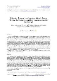 Galerías de agua en el campo alto de Lorca (Región de Murcia). Análisis y caracterización territorial 
 / José Antonio López Fernández | Biblioteca Virtual Miguel de Cervantes