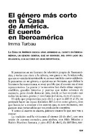 El género más corto en la Casa de América. El cuento en Iberoamérica / Imma Turbau | Biblioteca Virtual Miguel de Cervantes