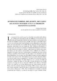Afinidades perdidas: "Don Quijote, Die Leiden des Jungen Werther" (1774) y la tradición cervantina alemana / Alfredo Moro Martín | Biblioteca Virtual Miguel de Cervantes
