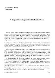 A lingua literaria para Emilia Pardo Bazán / Mónica Bar Cendón | Biblioteca Virtual Miguel de Cervantes