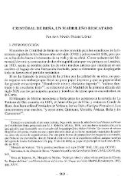 Cristóbal de Beña, un madrileño rescatado / por Ana María Freire López | Biblioteca Virtual Miguel de Cervantes