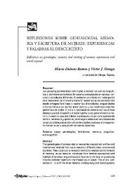 Reflexiones sobre genealogías, memoria y escritura de mujeres: experiencias y palabras al descubierto / María Dolores Ramos, Víctor José Ortega Muñoz | Biblioteca Virtual Miguel de Cervantes
