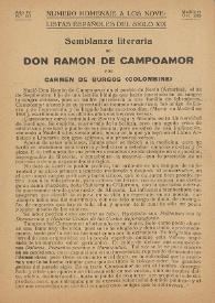 Semblanza literaria de Don Ramón de Campoamor / por Carmen de Burgos (Colombine) | Biblioteca Virtual Miguel de Cervantes