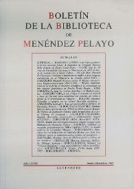 Boletín de la Biblioteca de Menéndez Pelayo. Año LXXIII, enero-diciembre 1997 | Biblioteca Virtual Miguel de Cervantes