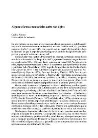 Algunas formas memoriales entre dos siglos / Cecilio Alonso | Biblioteca Virtual Miguel de Cervantes
