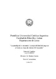 La paradoja de lo inventado: la imposibilidad del juego en el límite en "Zama" de Antonio Di Benedetto 
 / Fernando Llambías ; director de tesis José Mariano García | Biblioteca Virtual Miguel de Cervantes