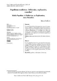 Populismo mediático. Definición, explicación, remedios / Mauro Barberis | Biblioteca Virtual Miguel de Cervantes