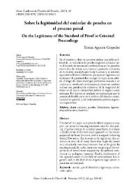 Sobre la legitimidad del estándar de prueba en el proceso penal / Tomás Agustín Céspedes | Biblioteca Virtual Miguel de Cervantes