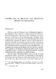 Autores del 98. Relación con Menéndez Pelayo y su Biblioteca / Rosa Fernández Lera y Andrés del Rey Sayagués | Biblioteca Virtual Miguel de Cervantes