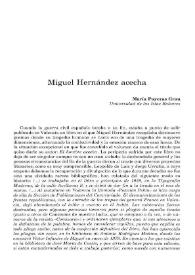 Miguel Hernández acecha / María Payeras Grau  | Biblioteca Virtual Miguel de Cervantes