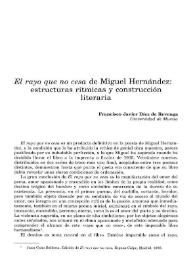 "El rayo que no cesa" de Miguel Hernández: estructuras rítmicas y construcción literaria / Francisco Javier Díez de Revenga | Biblioteca Virtual Miguel de Cervantes