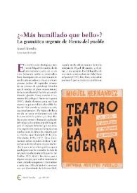 ¿"Más humillado que bello" ? La gramática urgente de "Viento del pueblo" / Araceli Iravedra | Biblioteca Virtual Miguel de Cervantes