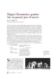 Miguel Hernández: pasión (de un poeta) por el teatro / Jesucristo Riquelme | Biblioteca Virtual Miguel de Cervantes
