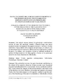 Hacia una teoría del funcionamiento semiótico del personaje en el texto narrativo. Papeles y facetas de los personajes en "Tirano Banderas", de Valle-Inclán / José R. Valles Calatrava | Biblioteca Virtual Miguel de Cervantes