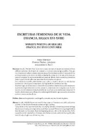 Escrituras femeninas de su vida (Francia, siglos XVI-XVIII)
 / Sylvie Mouysset  | Biblioteca Virtual Miguel de Cervantes