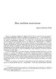 Dos inéditos murcianos / Agustín Sánchez Vidal | Biblioteca Virtual Miguel de Cervantes