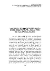 La novela realista-naturalista en el "Boletín de la Biblioteca de Menéndez Pelayo" / Enrique Rubio Cremades | Biblioteca Virtual Miguel de Cervantes