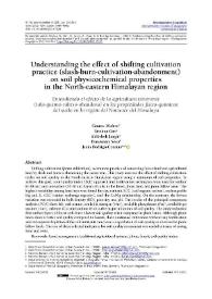 Understanding the effect of shifting cultivation practice (slash-burn-cultivation-abandonment) on soil physicochemical properties in the North-eastern Himalayan region / Gaurav Mishra, Krishna Giri, Abhishek Jangir, Duraisamy Vasu, Jesús Rodrigo Comino | Biblioteca Virtual Miguel de Cervantes
