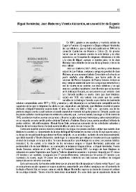 Miguel Hernández, Juan Mederos y Vicente Aleixandre, una edición de  Eugenio Padorno
 / Manuel Parra Pozuelo | Biblioteca Virtual Miguel de Cervantes