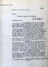Carta de Germán Vergara Donoso a Josefina Manresa. Madrid, 9 de abril de 1942 | Biblioteca Virtual Miguel de Cervantes