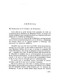 Boletín de la Biblioteca de Menéndez Pelayo, año 41, núms. 3 y 4 (julio-diciembre 1965). Crónica. El centenario de D. Carmelo de Echegaray  | Biblioteca Virtual Miguel de Cervantes
