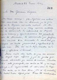 Carta de Vicente Aleixandre a Germán Vergara. Madrid, 26 de enero de 1942 | Biblioteca Virtual Miguel de Cervantes