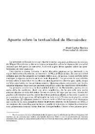 Apunte sobre la textualidad de Hernández / José Carlos Rovira | Biblioteca Virtual Miguel de Cervantes